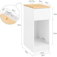 Auxiliares para Salón Mesilla de Noche Estrecha para Dormitorio con 1 Cajón y 1 Compartimento Abierto Blanco y Madera 20 x 35 x 60 cm FBT111-WNx2 ES - details 12