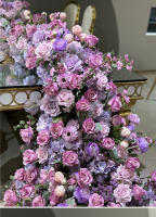 Camino de mesa de rosa púrpura de lujo, telón de fondo de boda, marco de arco de cuerno, arreglo de decoración, soporte de flores para escenario Floral, centro de mesa Ba - details 6