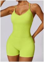 Mono de Yoga para Mujer Kailuoka Sexy Fitness Romper Sin Mangas y Espalda Disfraz Deportivo Corto en Color Sólido para Otoño e Invierno Material Exterior de Nylon - details 23