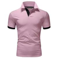 Polo ajustado de manga corta para hombre, Camisa lisa con cuello suave, informal, para trabajo, Golf, senderismo, color rosa - details 24