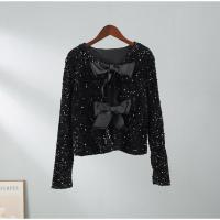 Abrigos recortados con cordones y lentejuelas para mujer, cárdigan Sexy de manga larga con purpurina, elegante, para fiesta - details 5
