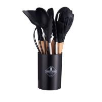 Juego de Utensilios de Cocina de Silicona Resistente y Antideslizante 11 Piezas Completas con Soporte de Acero Inoxidable Incluye Espatula y Cuchara de Almacenamiento - details 0