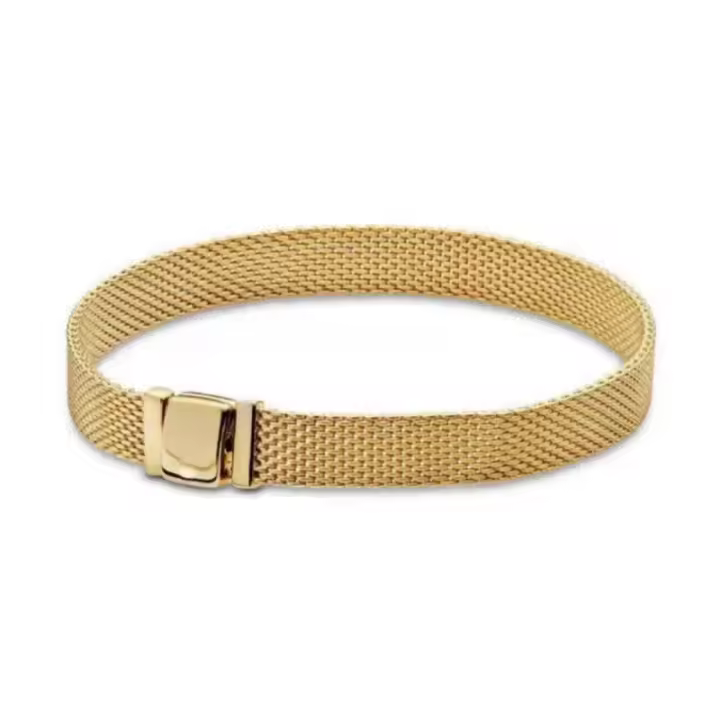 Pulsera de estilo malla en tonos dorados con cierre seguro: ideal para hombres y mujeres conscientes de la moda - 1
