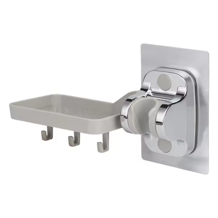 Soporte de cabezal de ducha ABS, soporte de ducha ajustable sin perforación, soporte de ducha con estante para jabón - 1