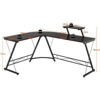 Escritorio Esquinero con Estanteria Grande 162x130x96cm Mesa Esquina Gaming Mesa para Ordenador Escritorio para Estudio Oficina Despacho Negra Metal - details 2