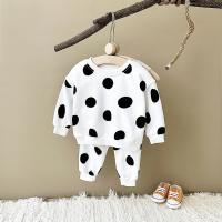 Primavera y otoño Traje de bebé Estampado de lunares Cuello redondo Suéter de manga larga Pantalones sueltos Ropa deportiva para niños y niñas - details 4