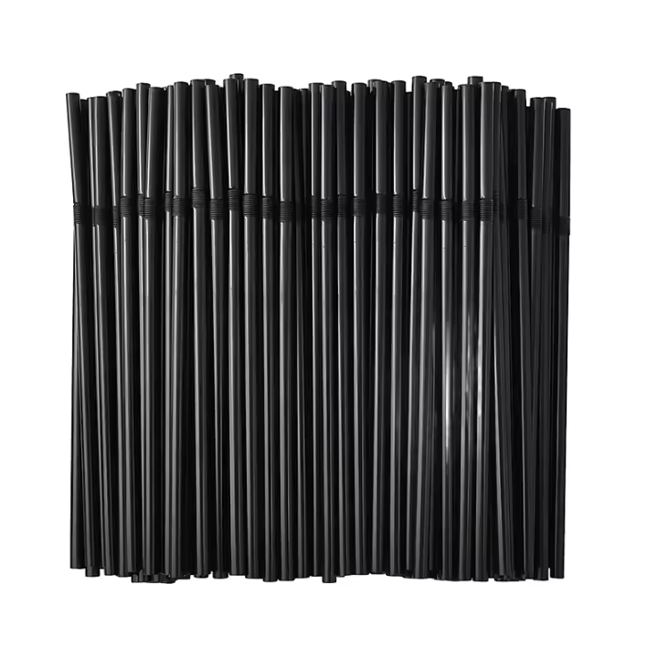 500 pajitas negras para beber, pajitas desechables de color negro puro para vino, jugo, cóctel, arte, pajitas de plástico largas y flexibles, bar, fiesta, boda, suministros para fiesta, pajitas higiénicas limpias, prácticos accesorios de cocina útiles par - 1