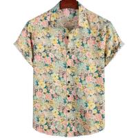 Camisa hawaiana con estampado de hojas para hombre, cárdigan vintage, floral, retro, social, hawaiana, Haruku, moda coreana, - details 6