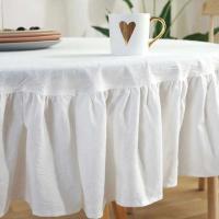 Manteles redondos de lino y algodón para cocina, cubiertas para mesa de boda y comedor, decoración de habitaciones, blanco puro - details 12