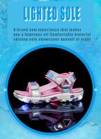 Nuevo modelo 2025 Sandalias LED de princesa para niña, calzado deportivo de playa para niño pequeño, rosa y azul, zapatos brillantes suaves antideslizantes para exteriores - details 3