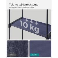 Armario de Tela Portátil Barras para Colgar, Perchero, Plegable, Guardarropa para Dormitorio, Estudio 140 x 43 x 174 cm, Gris RYG02GY - details 12
