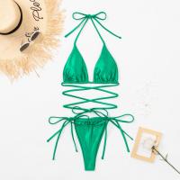 Conjunto de Bikini de Ajuste Adelgazado Estilo de Triángulo con Lazo Cruzado Brillante - details 16