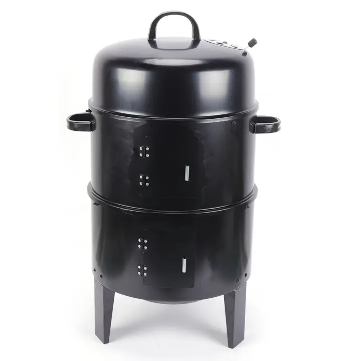 Horno para ahumar, barbacoa de carbón vegetal 3 en 1, horno ahumador con 2 parrillas, termómetro y amortiguador ajustable - 1