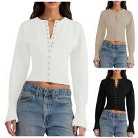 Suéter de Punto con Cuello Redondo Abrigo Suelto para Mujer con Botón Oculto Cálido, Moda y Estilo - details 0