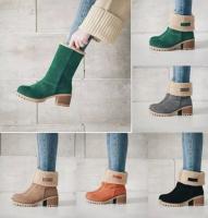 Botas de nieve de gamuza con tacón grueso de tubo medio europeo y americano de otoño e invierno para mujer Botas de algodón para mujer - details 15