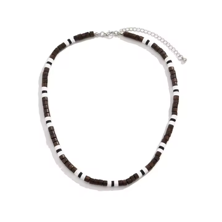 Collar de cuentas de madera con paneles para hombre - 1
