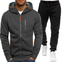 Conjunto de ropa deportiva para hombre, chaqueta de manga larga, pantalones con capucha, cárdigan estampado informal, Otoño, 2 piezas - details 5