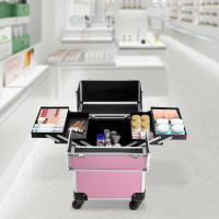 Estuche de maquillaje enrollable profesional, caja organizadora de cosméticos, rosa, salón de belleza, peluquería - details 14