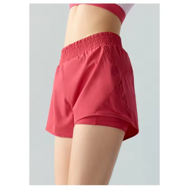 Shorts de Yoga Cómodos y Transpirables para Mujeres Elástico Waistband Diseño de Hilo de Red - 1