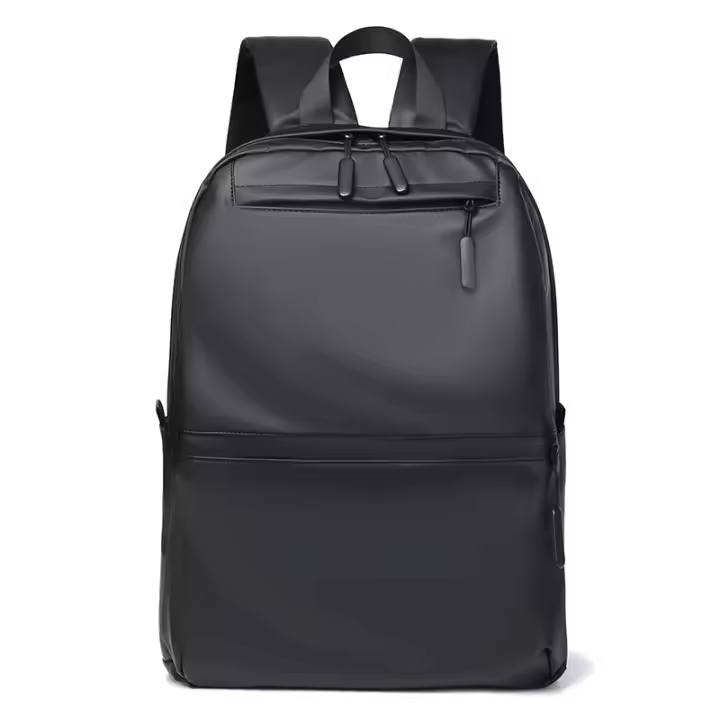 Mochila negra informal para hombre, bolso de negocios minimalista urbano, mochila de membrana de cuero - 1