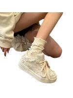 Zapatillas deportivas de cuero blanco para hombres Estilo retro, moda estrella, monopatín, zapatillas de otoño casuales - details 0