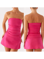 Vestido de tubo para mujer, sin tirantes, sin mangas, ajustado, fruncido, mini vestido de fiesta de verano - details 8