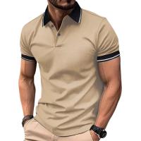 Verano nueva camiseta de los hombres Casual botón de manga corta Jacquard cuello Polo camisa de solapa de negocios. - details 1