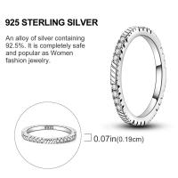 Anillo de circón blanco a rayas con cordón geométrico de Plata de Ley 925 brillante, regalo de moda para fiesta de citas y boda para mujeres y niñas - details 3