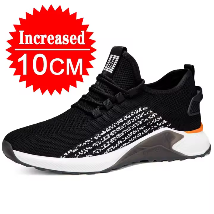 Nuevos zapatos informales para hombre, zapatillas simples de verano en blanco y negro, zapatillas transpirables a la moda, zapatos invisibles con aumento de altura de 6/8/10cm - 1