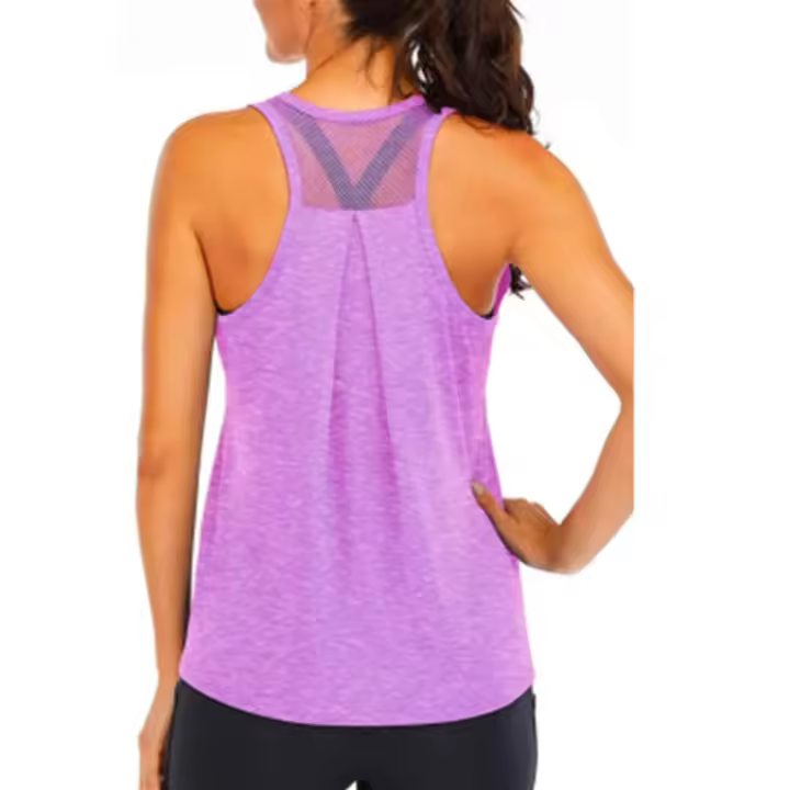 Top deportivo para mujer Camiseta sin mangas de malla para yoga Ropa de gimnasio con espalda cruzada - 1