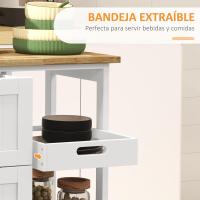 Cocina Islandesa Carrito Auxiliar con 3 Cajones, 2 Estantes Abiertos, Banja Extraíble Blanco - details 3