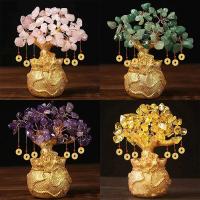 Cristal amarillo de la suerte, árbol de dinero Natural, estilo bonsái, riqueza, suerte, adornos artesanales Feng Shui - details 1