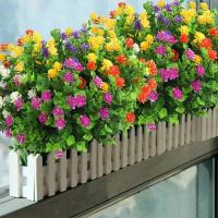 15 piezas de flores artificiales, arbustos resistentes a los rayos UV, plantas colgantes para interiores y exteriores, para decoración de fiestas en el jardín del hogar (colores mixtos) - details 7