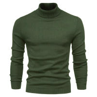 Jersey informal de cuello alto para hombre, suéter de punto, Color sólido - details 21