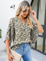Elegante Blusa de Verano con Estampado Cuello en V para Mujeres Camisa Chic de Moda Joven - details 11