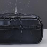 Bolsa de lavado de cuero portátil con múltiples bolsillos para hombre, bolsa con cierre, bolsa de almacenamiento de cosméticos de mano, bolsa de maquillaje impermeable de gran capacidad para hombre - details 11