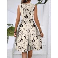 Vestido casual de verano para mujer 2025temu con cuello en V, sin mangas y estampado. - details 5