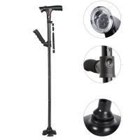 Bastón de Trekking telescópico, muletas plegables, bastón de senderismo, bastón de Metal para ancianos, bastón para caminar al aire libre, LED - details 3