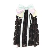Gorros para niños, regalos de cumpleaños de princesa, cinta con lazo, cola de caballo, postizos Retro, peluca con cola de caballo rizada para niños, cola de caballo de pelo Royal Roll - details 11