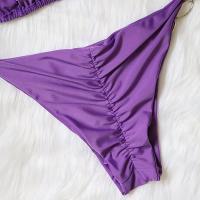 Traje de baño dividido de la correa del color sólido de las mujeres del diamante artificial de los nuevos accesorios del metal atractivo del bikini del día de fiesta - details 13