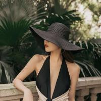 Sombrero de playa con ondas para mujer, viseras grandes para el sol, cubo con corte UV, gorra panamá, protector solar de paja Vintage - details 4