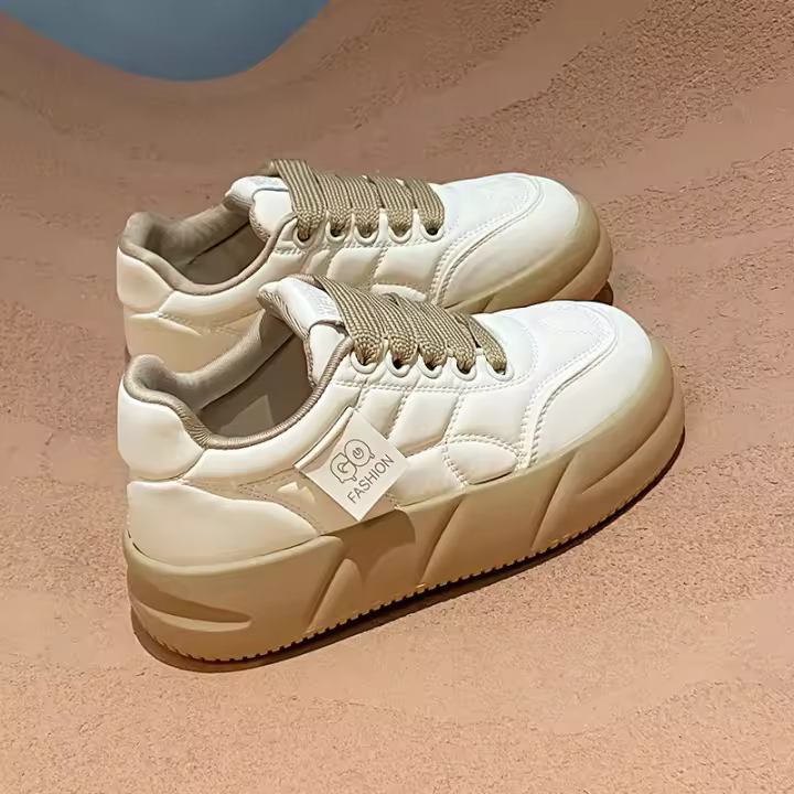 Nuevos zapatos de suela gruesa que aumentan la altura, zapatos versátiles de plataforma tipo muffin para mujer - 1