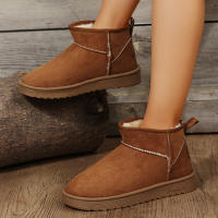 Botas de nieve cortas de fondo plano, botas de algodón para nieve con pie de gamuza cálidas apiladas y engrosadas - details 8