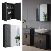 Armario con espejo de baño Irma, Roble Goldkraft/Blanco Alto Brillo, 60 x 75 cm - details 10