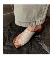 Sandalias Platas Retro Francesas con Punta Tejida Zapatillas de Moda para Mujeres 2025 - details 5
