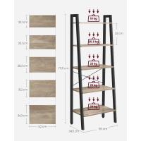 Estantería de 5 Niveles, Librería Industrial, Fácil de Montar, para Salón, Dormitorio, Cocina, Marrón Rústico y Negro LLS45X - details 71