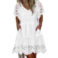 Vestido de manga corta con cuello en V para mujer, moda de verano - details 1