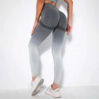 Malla de color degradado sin costuras para mujer, pantalones para correr Fiess con sandalia para realzar la cadera, pantalones de yoga de secado rápido - details 21