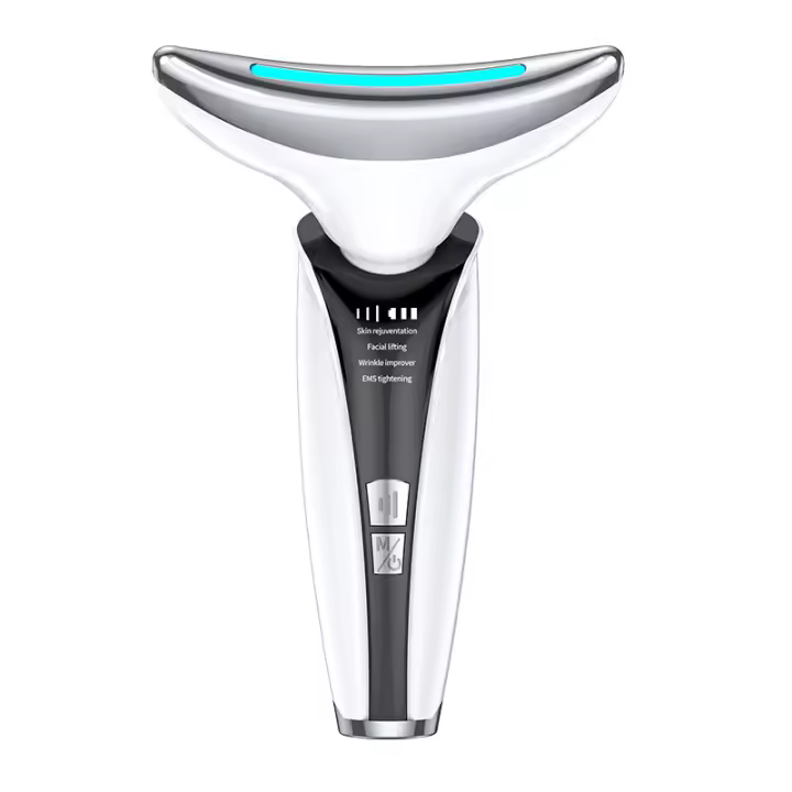 Dispositivo facial multifuncional, dispositivo de masaje de estimulación muscular, terapia de fotones y masaje de vibración, cuidado facial, de ojos, cuello y decollete, lifting facial, reducción de arrugas, efecto antienvejecimiento - 1