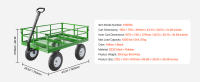 SucceBuy Carro de jardín de acero, carro resistente con neumáticos todo terreno, laterales de malla extraíbles y 180 °   Manija giratoria - details 1